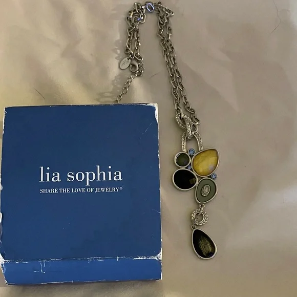Lia Sophia Elegant Silver and Yellow Statement Necklace - Picture 6 of 9